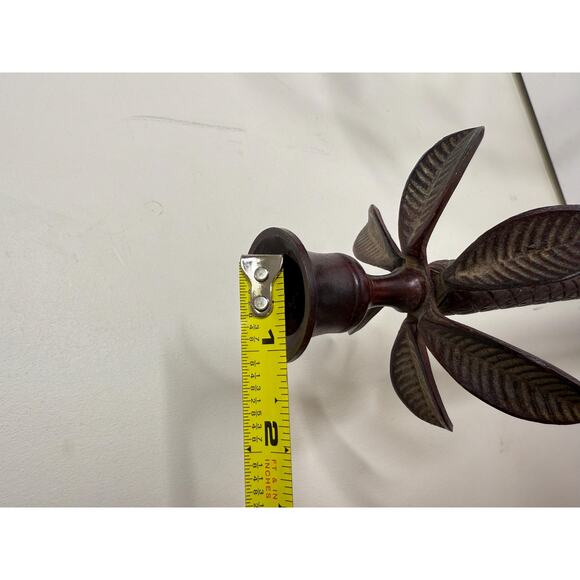 Pair Made in India Textured Wrought Iron Metal Tropical Palm Tree candlesticks - Picture 8 of 10